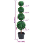 vidaXL Umelý krušpán v tvare gule s kvetináčom zelený 90 cm – Obrázok 5