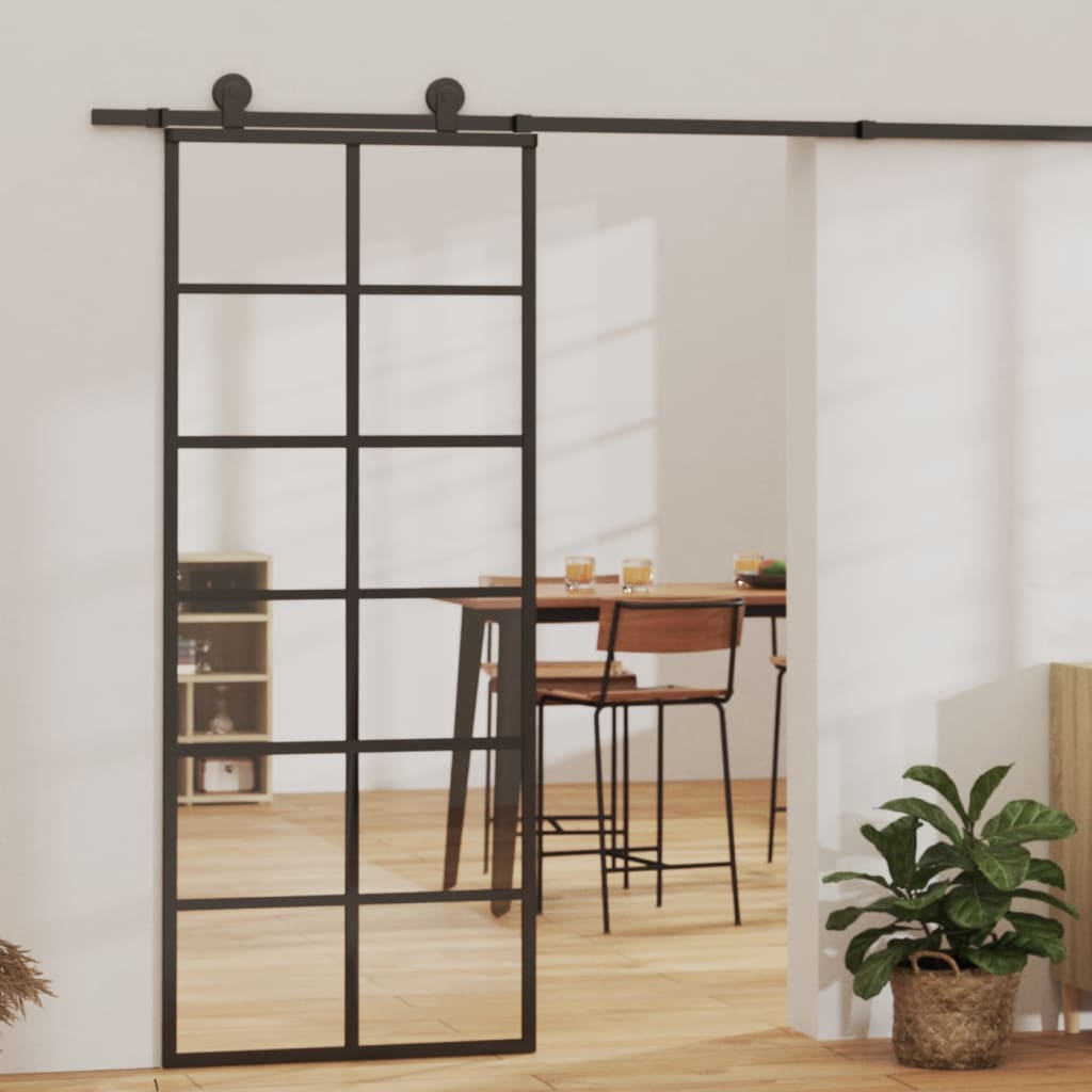 VXL8720286649138_m_en_hd_1.jpg vidaXL Posuvné dvere s kovaním ESG sklo a hliník 76x205 cm – Obrázok 1