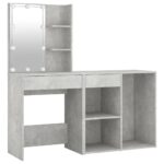 vidaXL Toaletný stolík s LED a skrinkou betónový sivý spracované drevo – Obrázok 4