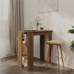 vidaXL Barový stôl+polica, hnedý dub 102x50x103,5 cm, kompozitné drevo