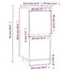 vidaXL Komoda 31,5x34x75 cm, borovicový masív – Obrázok 8