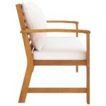 vidaXL Záhradná lavička 120 cm s krémovými vankúšmi akáciový masív – Obrázok 3