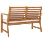 vidaXL Záhradná lavička 120 cm s krémovými vankúšmi akáciový masív – Obrázok 4
