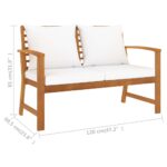 vidaXL Záhradná lavička 120 cm s krémovými vankúšmi akáciový masív – Obrázok 6