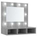 vidaXL Zrkadlová skrinka s LED sivá sonoma 60x31,5x62 cm – Obrázok 2