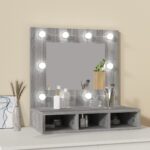 vidaXL Zrkadlová skrinka s LED sivá sonoma 60x31,5x62 cm – Obrázok 3