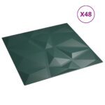 vidaXL Nástenné panely 48 ks zelené 50x50 cm EPS 12 m² diamant – Obrázok 2