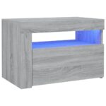 vidaXL Nočné stolíky 2 ks s LED, sivý dub sonoma 60x35x40 cm – Obrázok 2