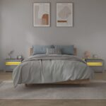 vidaXL Nočné stolíky 2 ks s LED, sivý dub sonoma 60x35x40 cm – Obrázok 7