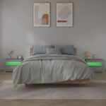 vidaXL Nočné stolíky 2 ks s LED, sivý dub sonoma 60x35x40 cm – Obrázok 8