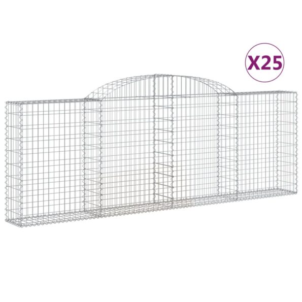 vidaXL Oblúkové gabiónové koše 25 ks 300x30x100/120cm pozinkov. železo – Obrázok 2