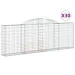 vidaXL Oblúkové gabiónové koše 30 ks 300x30x100/120cm pozinkov. železo – Obrázok 2