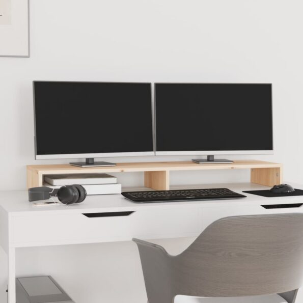 vidaXL Stojan na monitor 100x27x10 cm masívna borovica – Obrázok 3