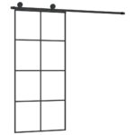 vidaXL Posuvné dvere s kovaním ESG sklo a hliník 90x205 cm – Obrázok 2