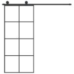 vidaXL Posuvné dvere s kovaním ESG sklo a hliník 90x205 cm – Obrázok 3