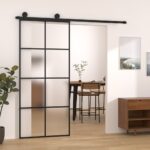 vidaXL Posuvné dvere s kovaním ESG sklo a hliník 90x205 cm