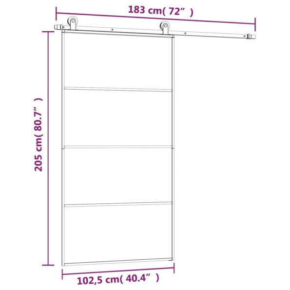 vidaXL Posuvné dvere s kovaním ESG sklo a hliník 102,5x205 cm – Obrázok 8