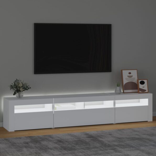 vidaXL TV skrinka s LED svetlami biela 210x35x40 cm – Obrázok 3