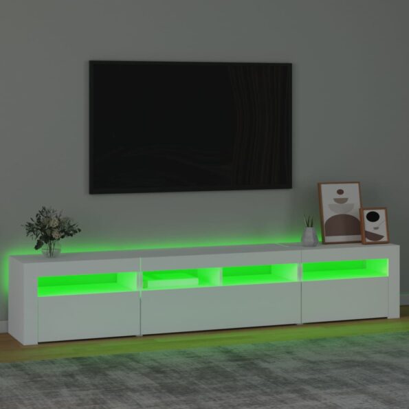 vidaXL TV skrinka s LED svetlami biela 210x35x40 cm – Obrázok 4