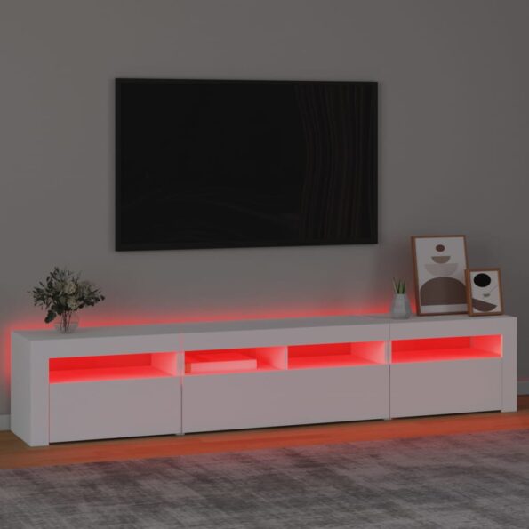 vidaXL TV skrinka s LED svetlami biela 210x35x40 cm – Obrázok 5