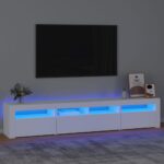 vidaXL TV skrinka s LED svetlami biela 210x35x40 cm