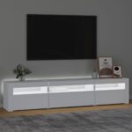 vidaXL TV skrinka s LED svetlami biela 195x35x40 cm – Obrázok 3