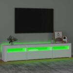 vidaXL TV skrinka s LED svetlami biela 195x35x40 cm – Obrázok 4