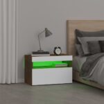 vidaXL Nočný stolík s LED svetlami dymový dub 60x35x40 cm – Obrázok 5