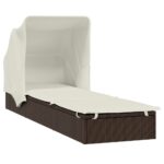 vidaXL Lehátko so skladacou strechou hnedé 213x63x97 cm polyratan – Obrázok 4