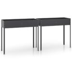 vidaXL Záhradné kvetináče 2 ks antracitové pozinkovaná oceľ – Obrázok 2