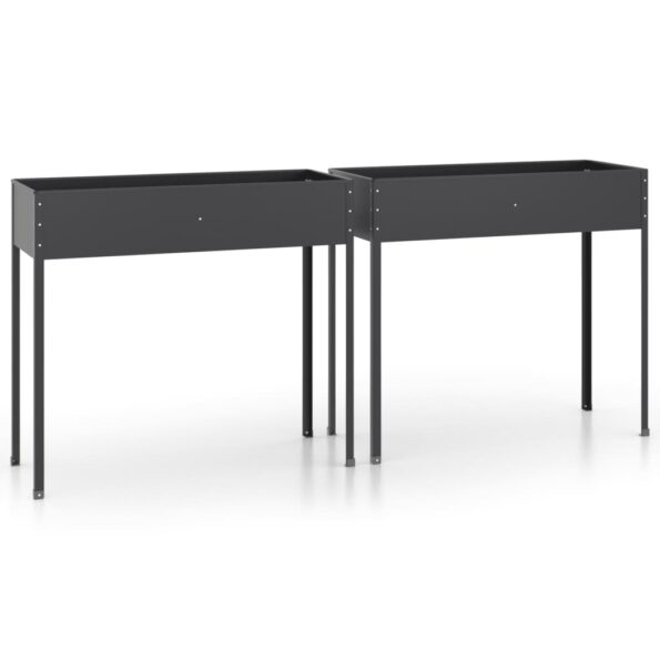 vidaXL Záhradné kvetináče 2 ks antracitové pozinkovaná oceľ – Obrázok 2