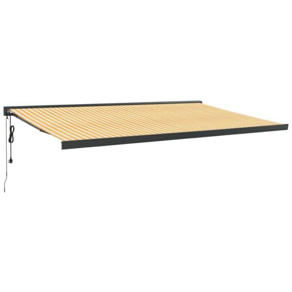 VidaXL Zaťahovacia markíza žltá a biela 5x3 m látka a hliník – Obrázok 2