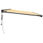 VidaXL Zaťahovacia markíza žltá a biela 5x3 m látka a hliník – Obrázok 4