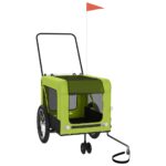 vidaXL Cyklovozík pre zvieratá, zeleno čierny, oxfordská látka, železo – Obrázok 3