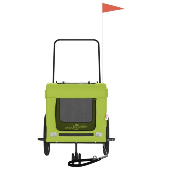 vidaXL Cyklovozík pre zvieratá, zeleno čierny, oxfordská látka, železo – Obrázok 5