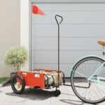vidaXL Príves na bicykel, oranžový, oxfordská látka, železo
