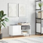 vidaXL Skrinka na platne lesklá biela 85x38x48 cm kompozitné drevo