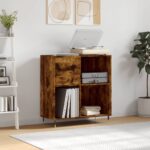 vidaXL Skrinka na platne dymový dub 84,5x38x48 cm kompozitné drevo