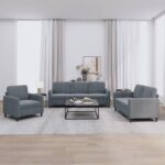 vidaXL 3-dielna sedacia súprava tmavosivá zamat