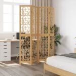vidaXL Paraván, 4 panely, hnedý, masívne drevo paulovnie – Obrázok 3