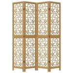 vidaXL Paraván, 4 panely, hnedý, masívne drevo paulovnie – Obrázok 4