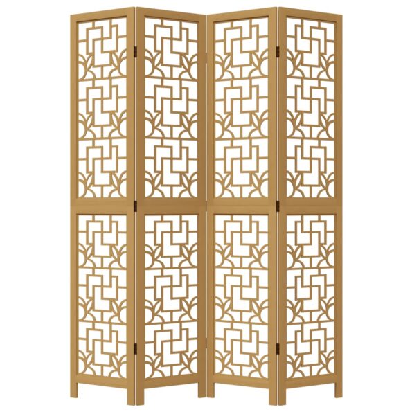 vidaXL Paraván, 4 panely, hnedý, masívne drevo paulovnie – Obrázok 4