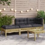 vidaXL Záhradná pohovka s vankúšmi a podnožkou 2-miestna