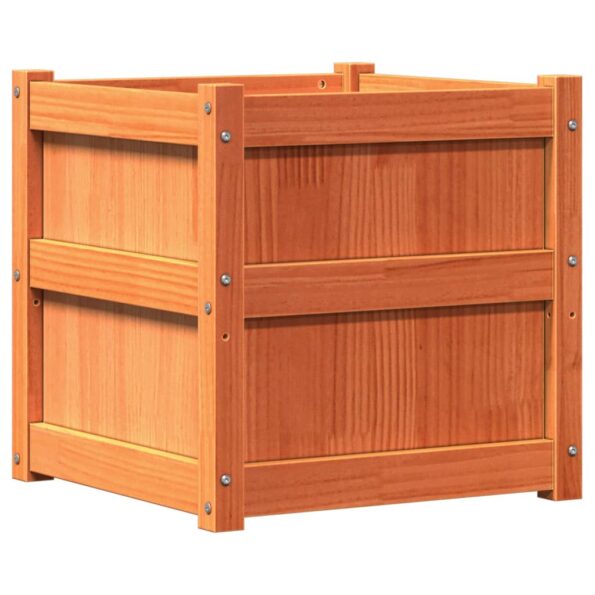 vidaXL Záhradný kvetináč voskový hnedý 50x50x50 cm masívna borovica – Obrázok 2