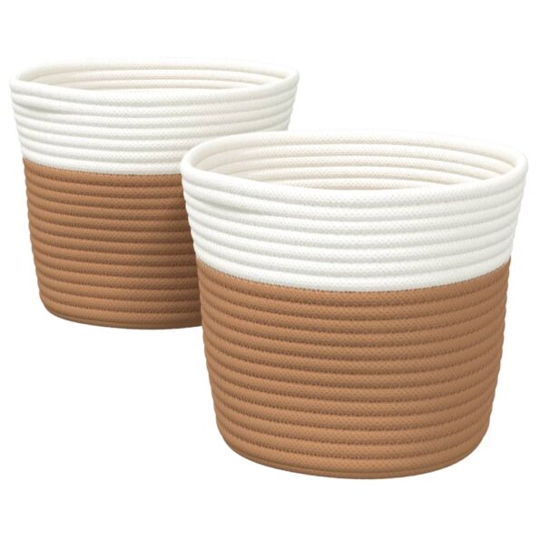 VXL8721012086708_a_en_hd_1.jpg vidaXL Úložné koše 2 ks hnedé a biele Ø24x18 cm bavlna – Obrázok 2