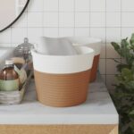 vidaXL Úložné koše 2 ks hnedé a biele Ø24x18 cm bavlna – Obrázok 3