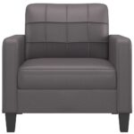 vidaXL Kreslo sivé 60 cm umelá koža – Obrázok 3