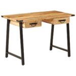 vidaXL Stolík so zásuvkami 105x55x70 cm mangovníkový masív a železo – Obrázok 11