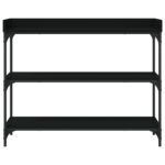 vidaXL Konzolový stolík s policami čierny 100x30x80 cm – Obrázok 4