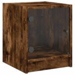 vidaXL Nočná skrinka so sklenenými dvierkami dymový dub 35x37x42 cm – Obrázok 2